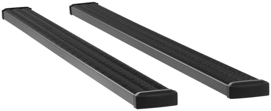 Luverne Grip Step Black Aluminum 114-In Wheel to Wheel Running Boards, Select Chevy Silverado, GMC Sierra 1500 Crew Cab 6'6" Bed