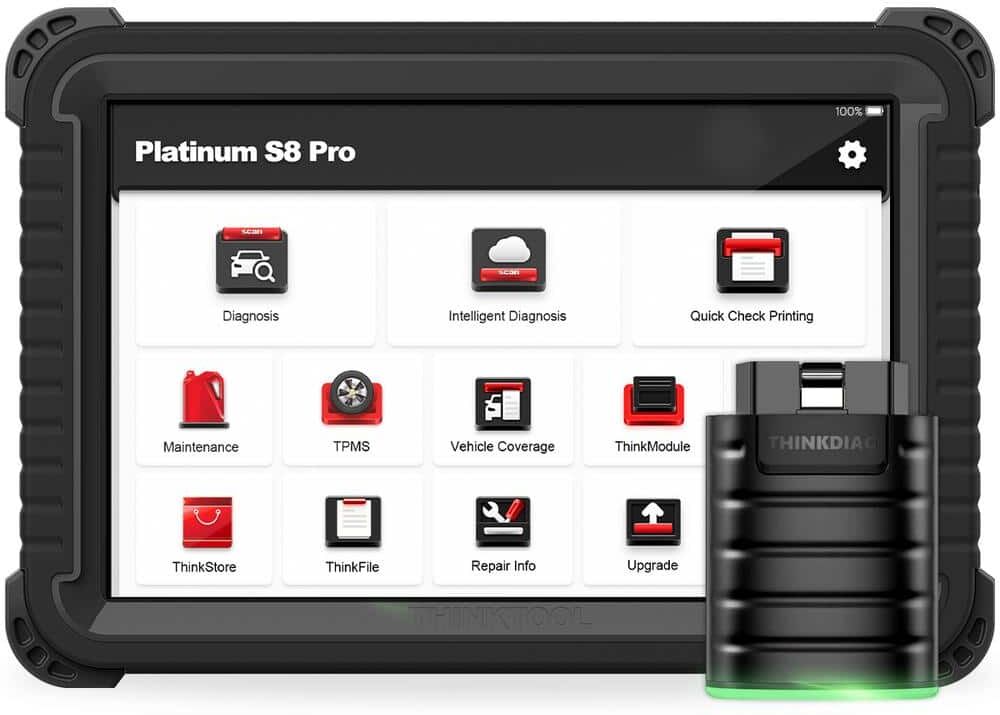Thinkcar 8 in. Professional Vehicle Diagnostic Scanner Tool OBD2 Car Code Reader - PLATINUM S8 PROLINK