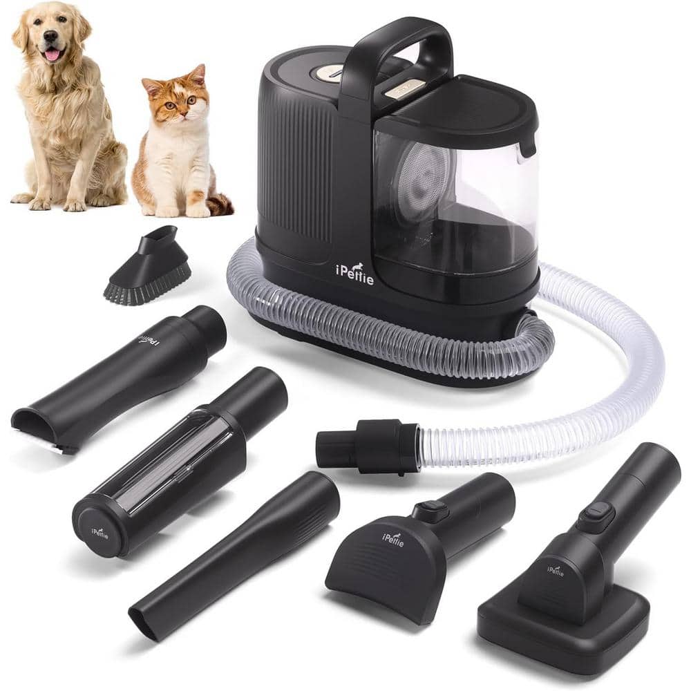 iPettie 6-in-1 Pet Grooming & Shedding Dog Vacuum Kit, Rechargeable Hair Clipper, Slicker Brush, Captures 99% of Loose Pet Hair