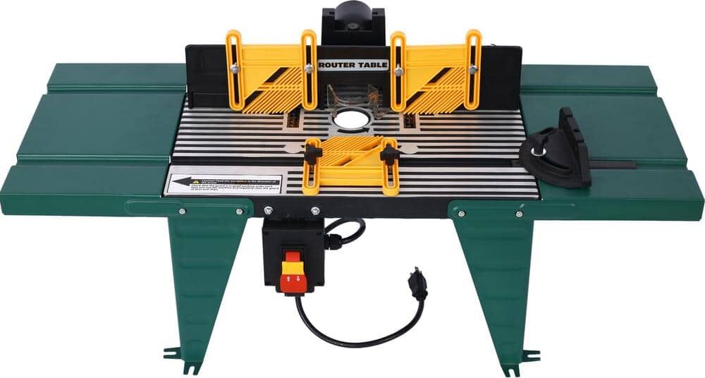 GOGEXX 34 in.. W x 13.5 in.. L x 16 in.. H Electric Benchtop Router Table Wood Working Craftsman Tool, Green