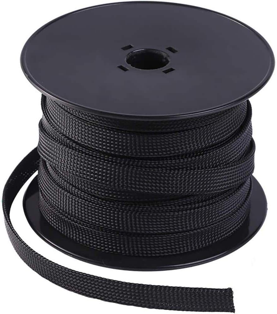 Etokfoks 100 ft. - 1 in. PET Expandable Braided Cable Sleeve in Black