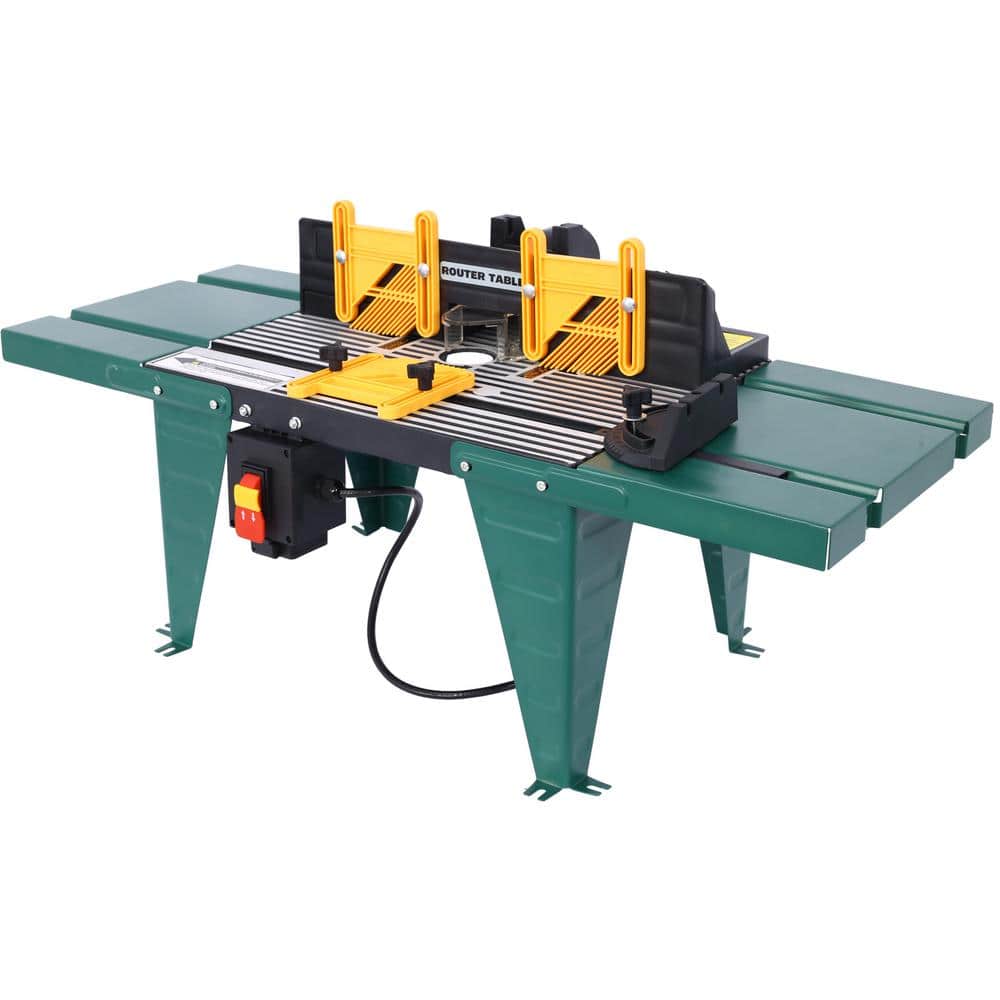 Kahomvis 34 in. W x 13.5 in. D x 16 in. H Electric Benchtop Router Table Wood Working Craftsman Tool, Green