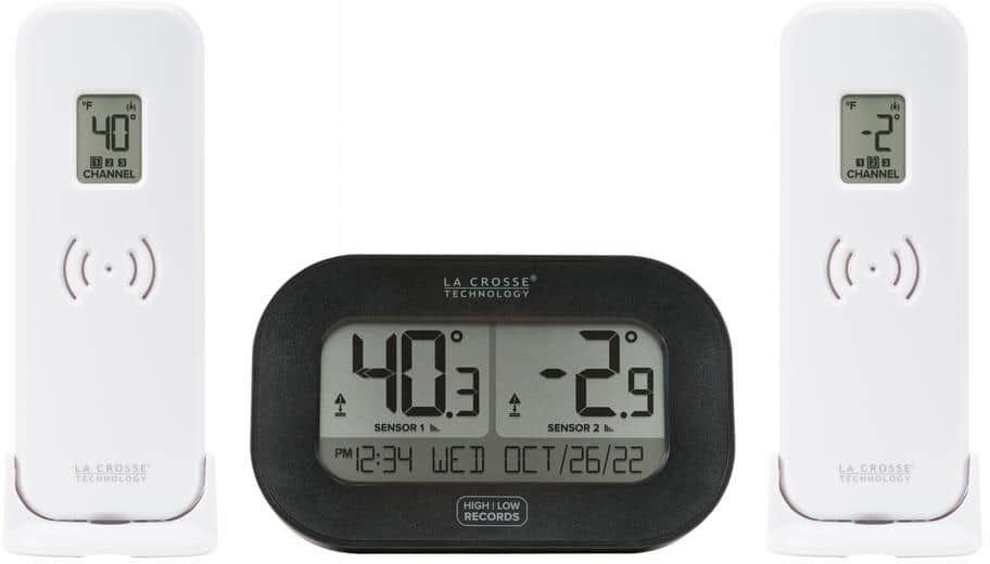 La Crosse Technology Wireless Refrigerator/Freezer Kitchen Thermometers with Digital Indoor Display with Magnetic Back