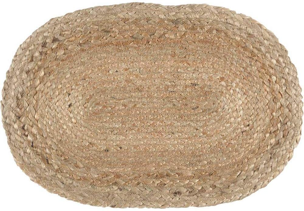 VHC BRANDS 12 in. W x 18 in. L Natural Tan Jute Oval Placemat Set of 6