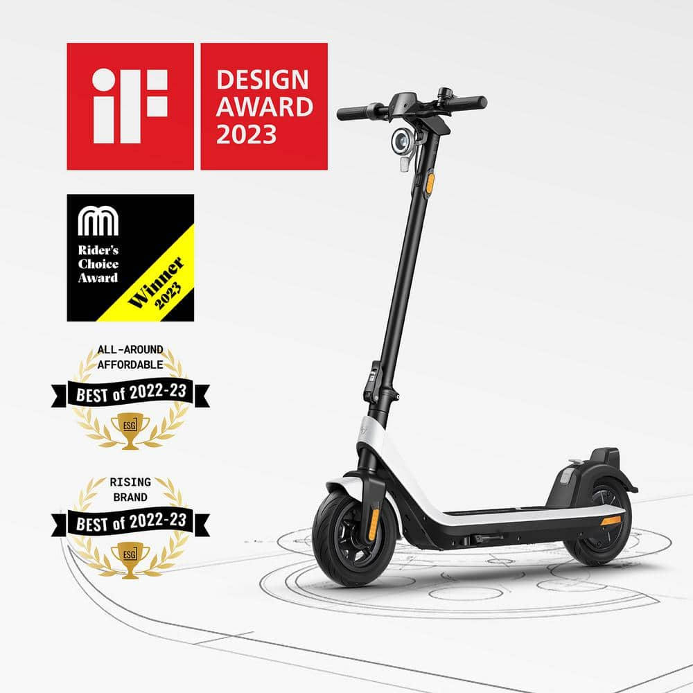 Niu UL Certified 300W Electric Scooter KQi2 Pro White, Up to 25-Miles Range Battery