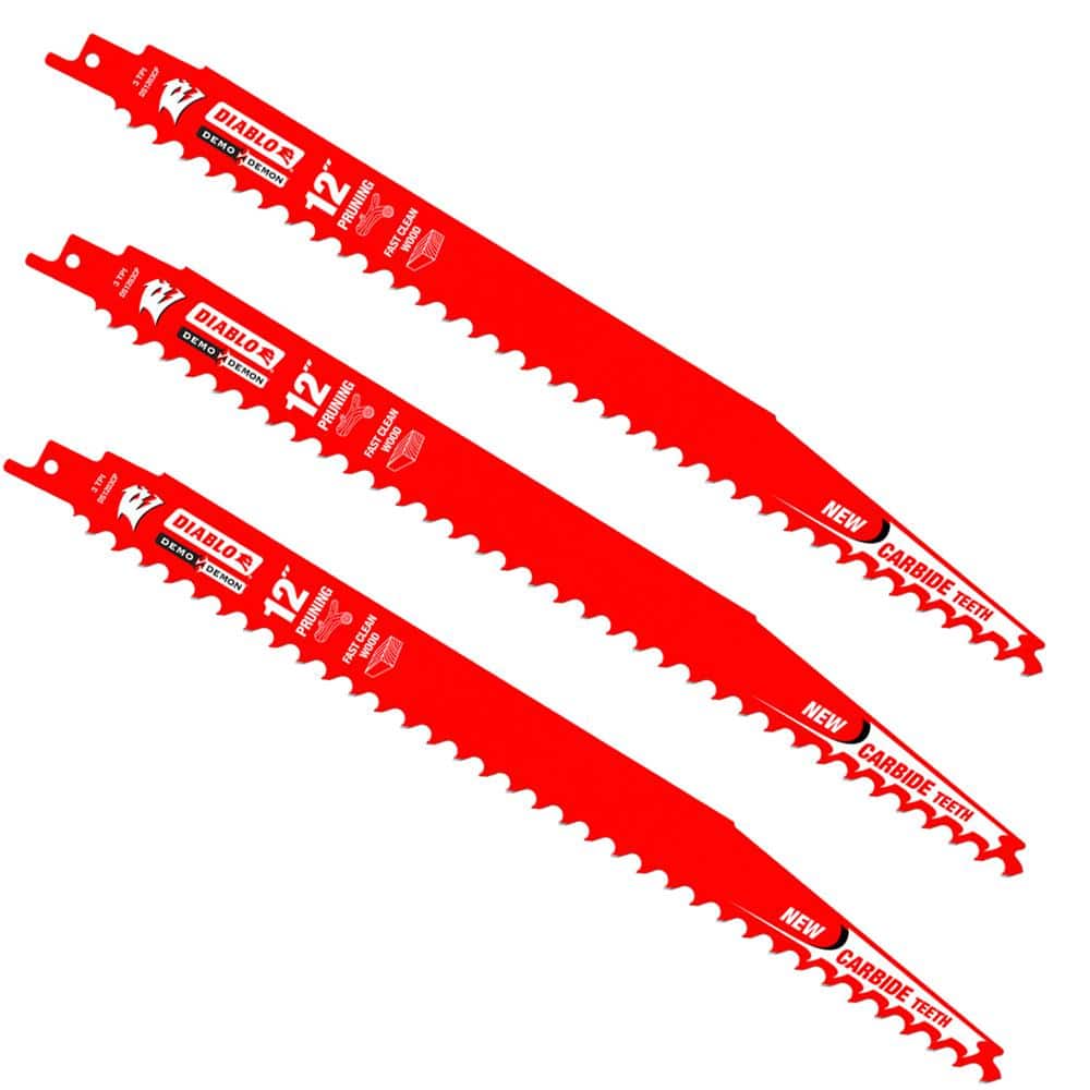 DIABLO 12 in. 3 TPI Demo Demon Carbide Reciprocating Saw Blades for Pruning and Clean Wood Cutting (3-Pack)