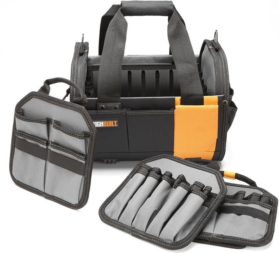 TOUGHBUILT 12" Black Modular Tote with 61 pockets and heavy-duty reinforced construction