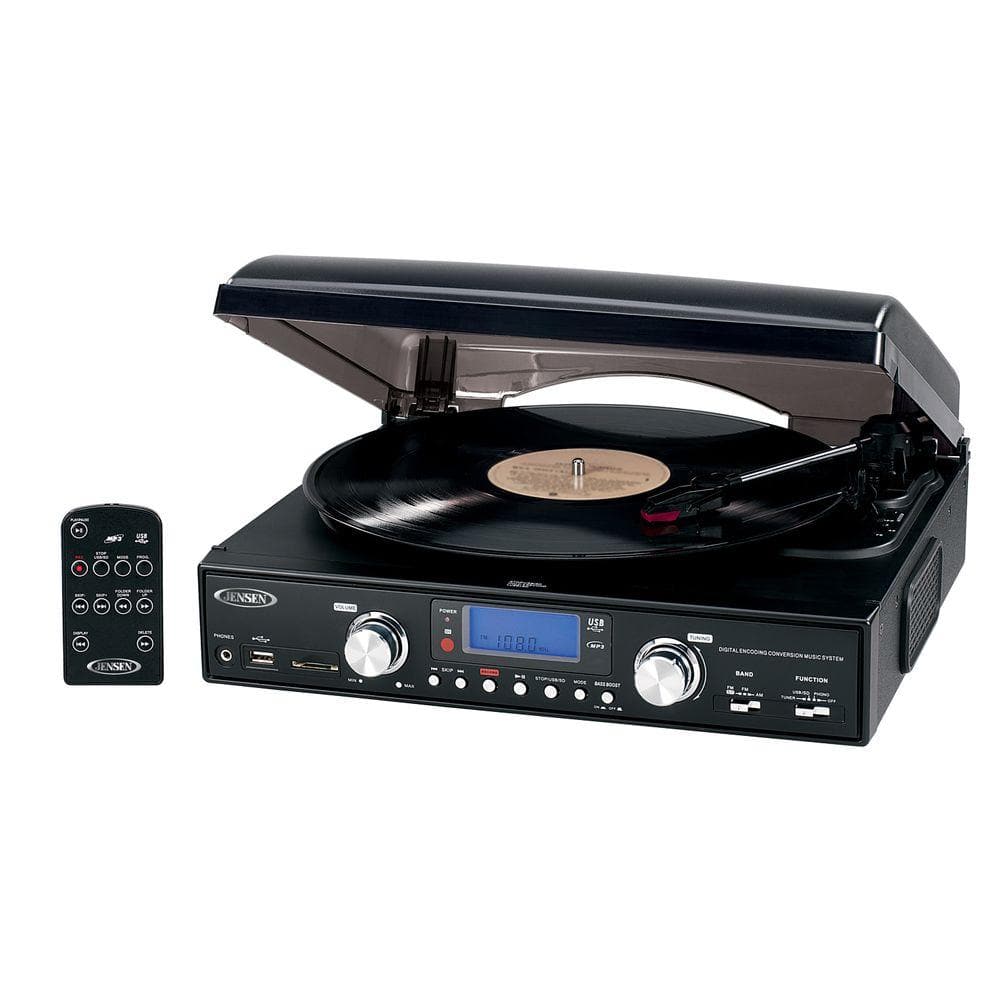 Jensen Digital 3-Speed Stereo Turntable with MP3 Encoding and AM/FM Receiver