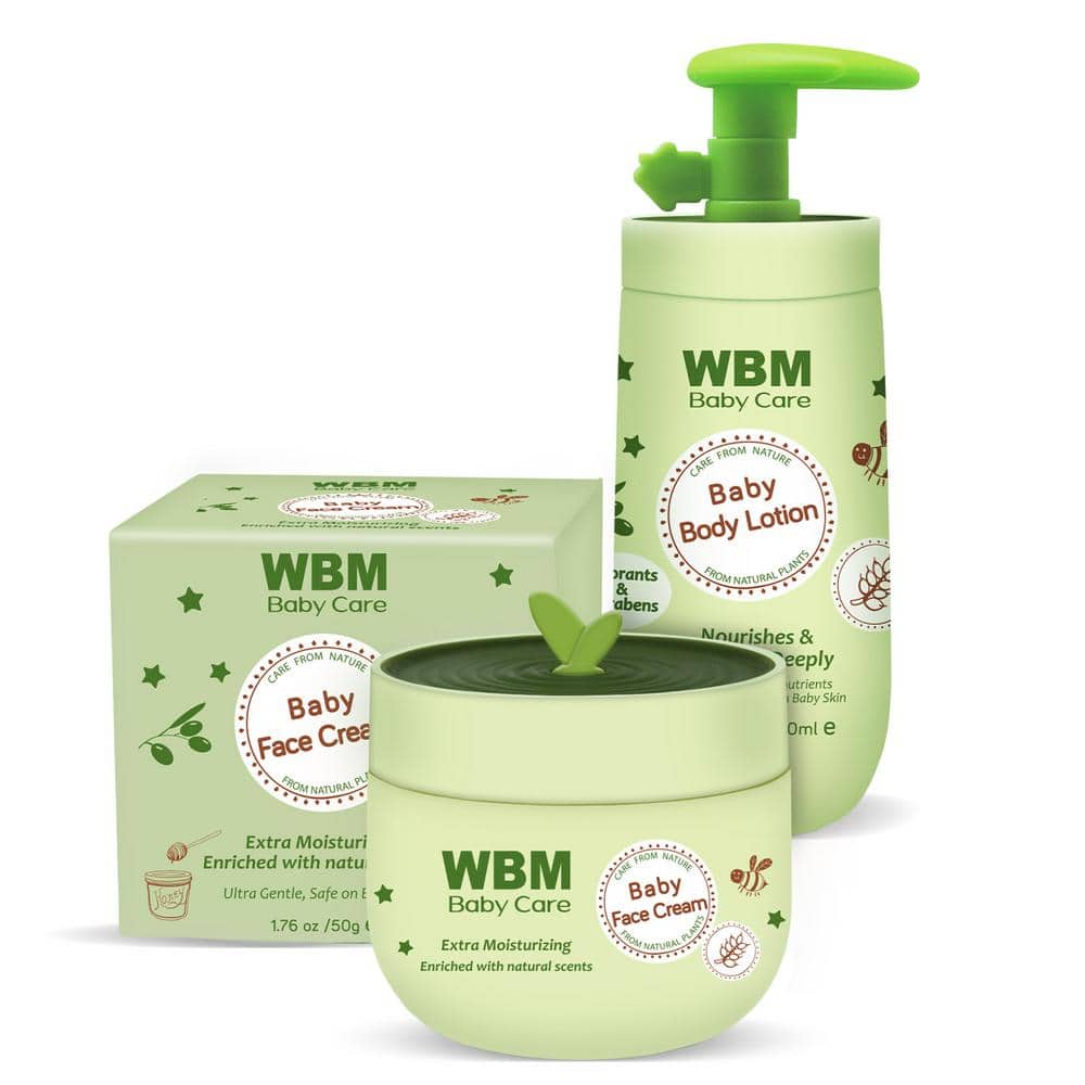 WBM Baby Gift Set - Soothing Lotion and Cream for Your Baby's Tender Skin, Hypoallergenic, Paraben-Free