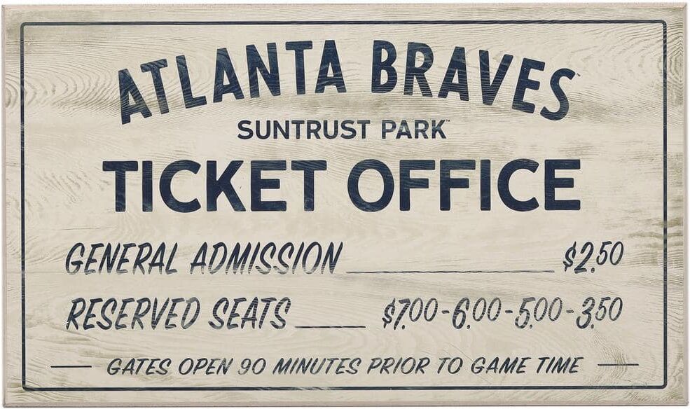 Open Road Brands Atlanta Braves Vintage Ticket Office Wood Wall Decor