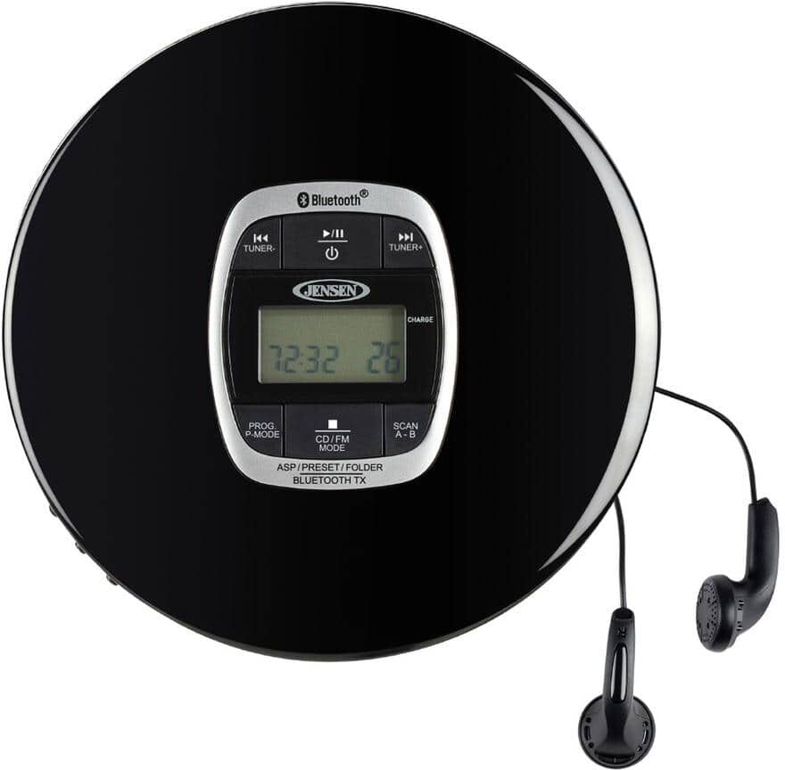 Jensen Personal Bluetooth CD Player with Digital FM Radio and Bass Boost