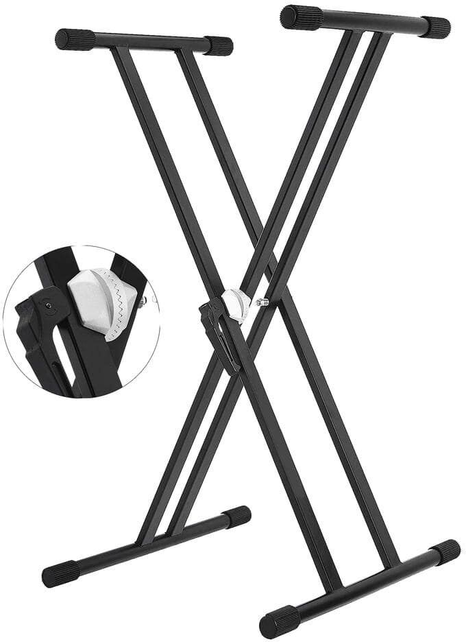 Etokfoks 28 in. to 39 in. Adjustable Keyboard Stand in Black, Pre-Assembled Double-X with Gear 56 lbs. Capacity