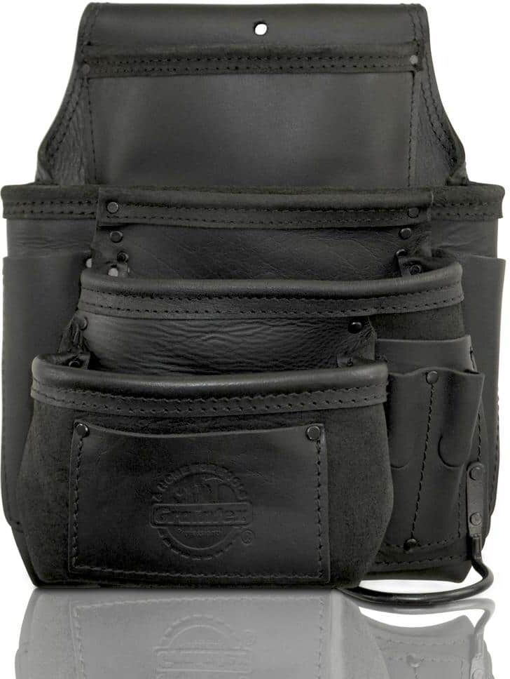 Graintex 10-Pocket Left Handed Ambassador Series Black Top Grain Leather Nail and Tool Pouch