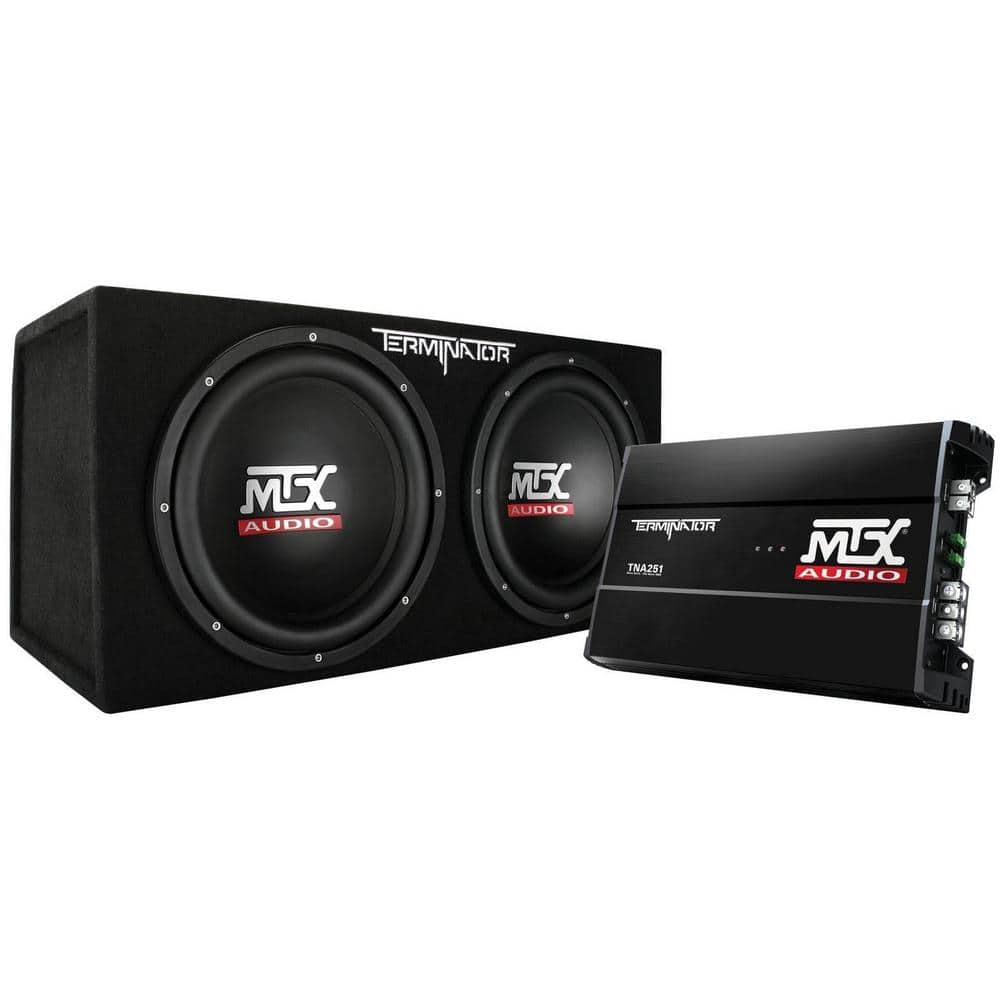 MTX TNP212D2 12 in. 1200-Watt Dual Loaded Car Subwoofer Audio with Sub Box and Amplifier