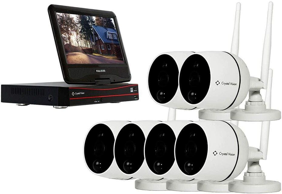 Crystal Vision 8-Channel Wireless 1080p Full HD 2MP Audio Cameras 2TB Hard Drive Surveillance System with 10 in. Monitor