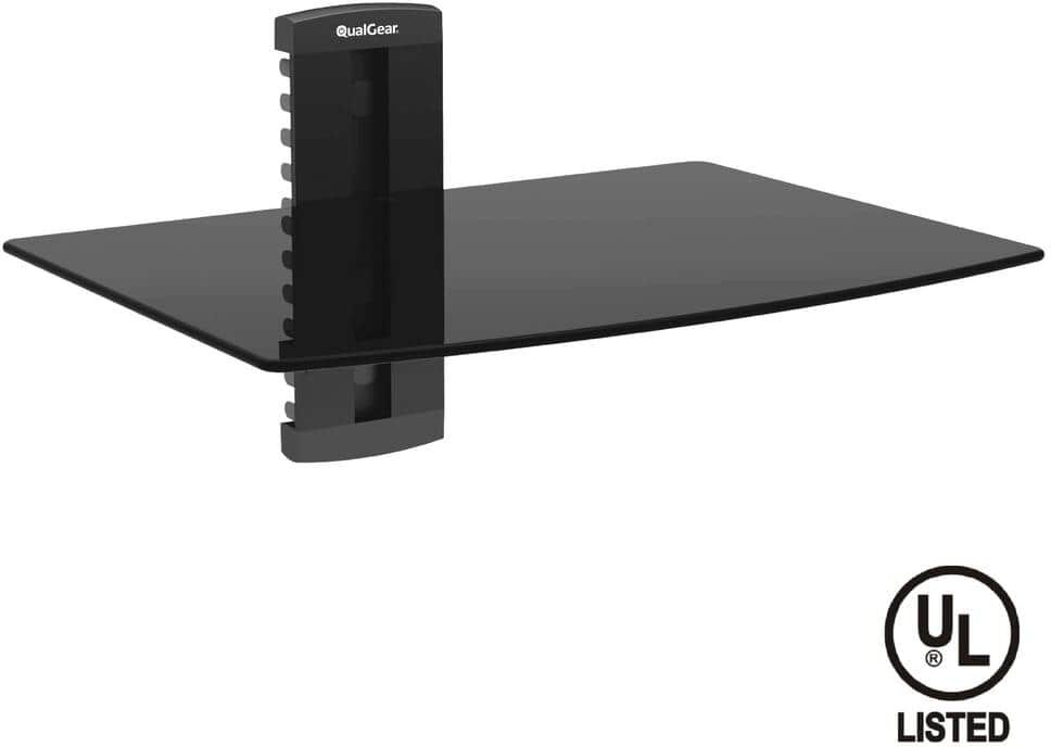 QualGear Universal Single Shelf Wall Mount for A/V Components, Black