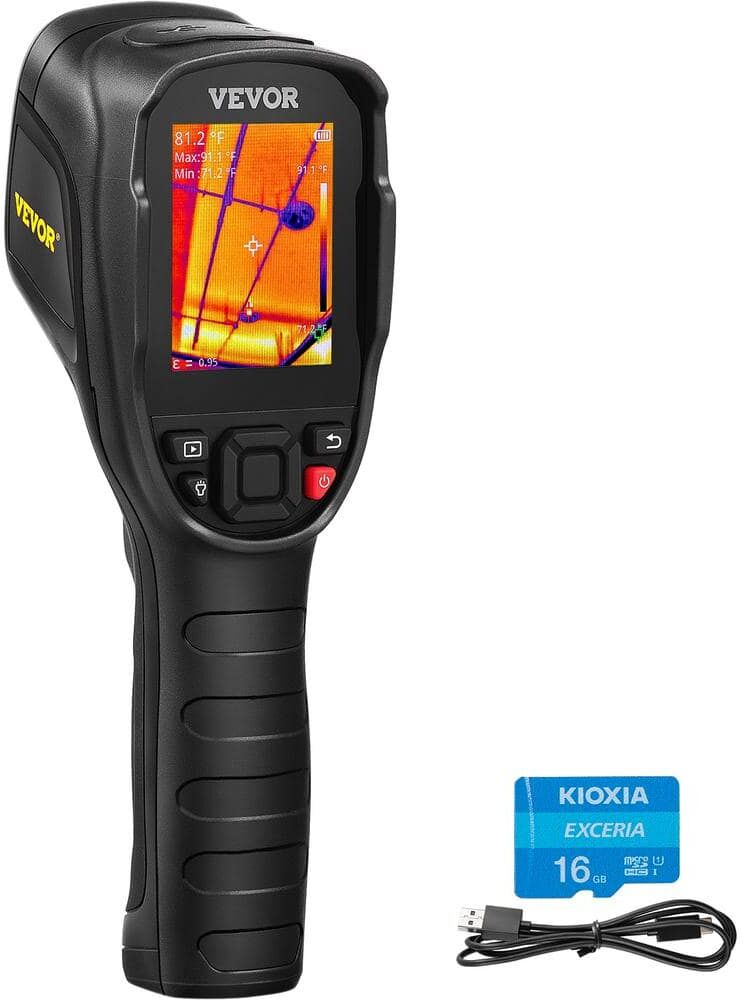 VEVOR Thermal Imaging Camera 240x180 IR Resolution 43200 Pixel Infrared Camera with 16G SD Card LED Light Minus 4°F to 662°F