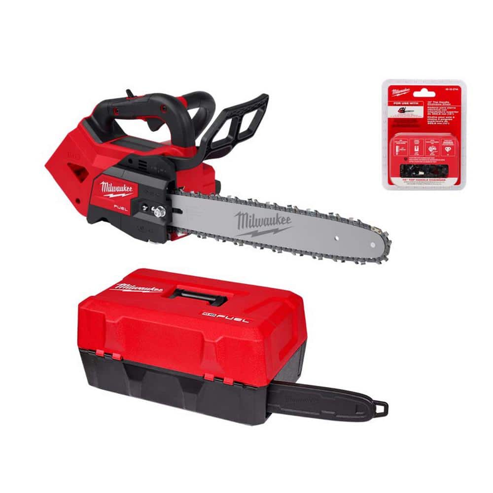 Milwaukee M18 FUEL 14 in. Top Handle 18V Lithium-Ion Brushless Cordless Chainsaw w/14 in. Top Handle Chainsaw Chain, & Case