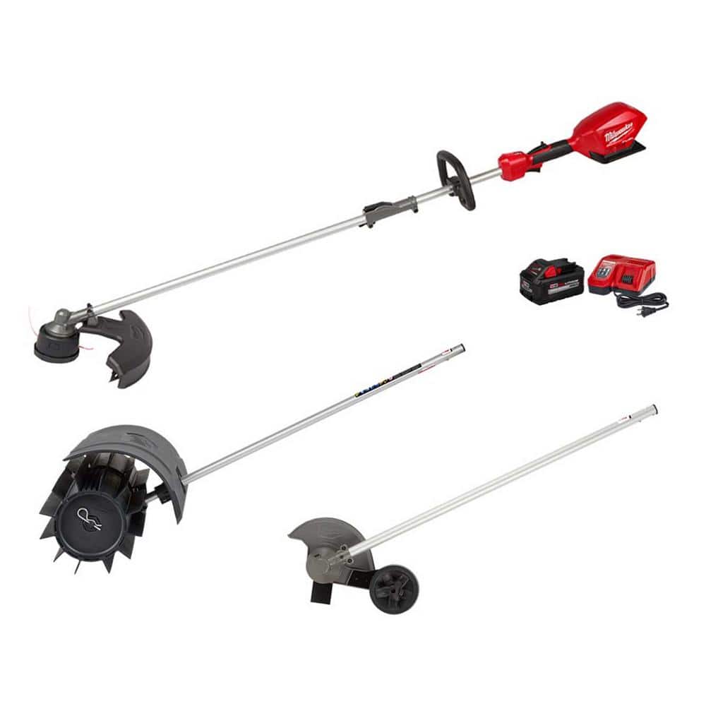 Milwaukee M18 FUEL 18V Lithium-Ion Brushless Cordless QUIK-LOK String Trimmer 8Ah Kit w/M18 FUEL Rubber Broom & Edger Attachments