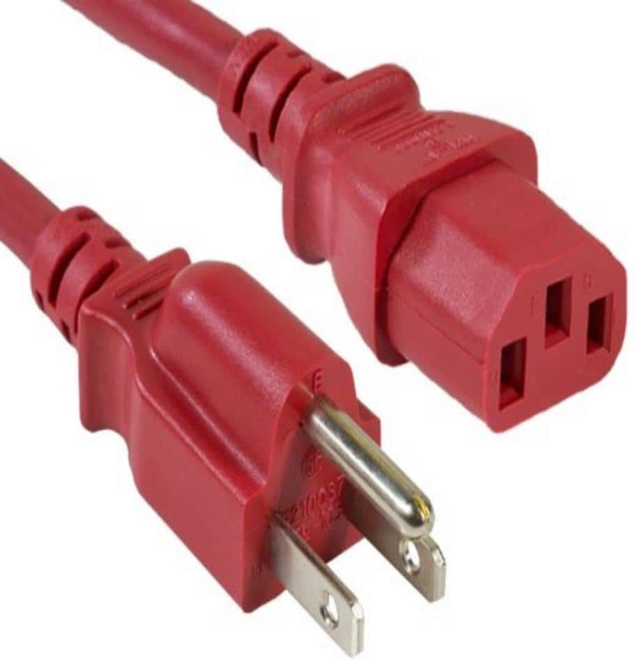 SANOXY 2 ft. 18 AWG Universal Power Cord (IEC320 C13 to NEMA 5-15P), Red (4-Pack)