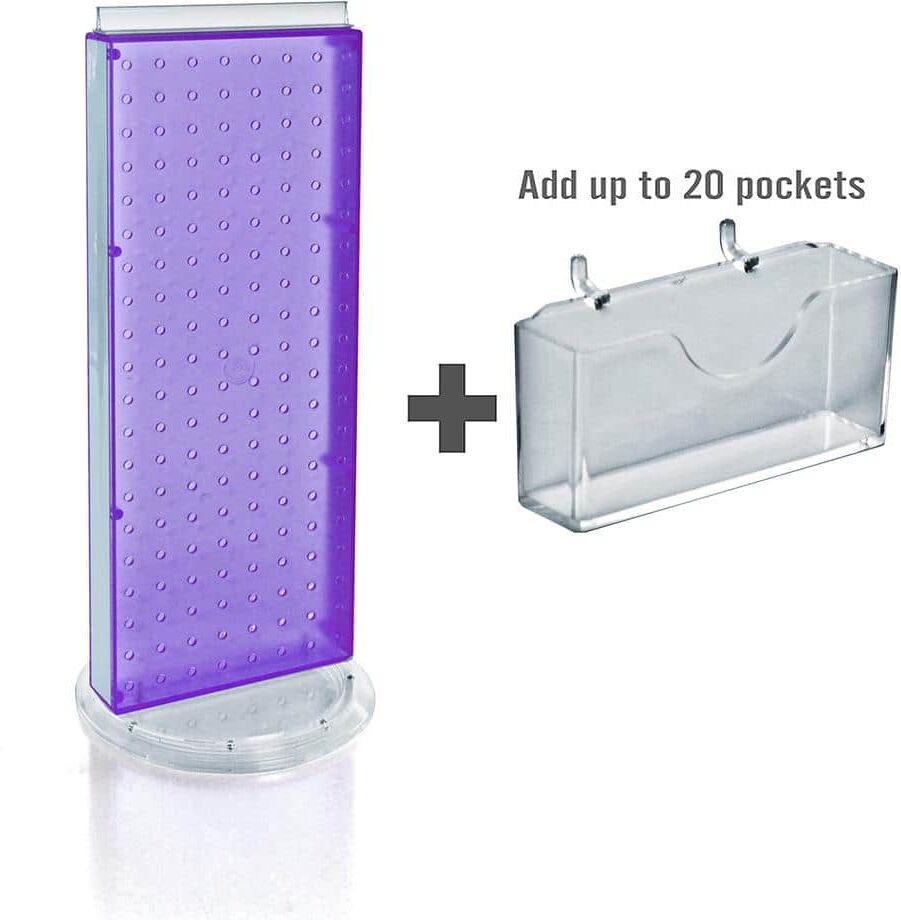 Azar Displays 21 in. H x 8 in. W Counter Pegboard Gift Card Holder in Purple (20-Pockets)