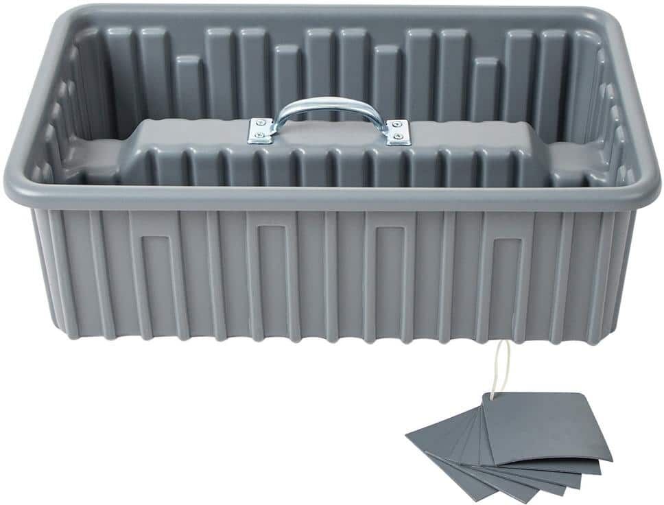 AMERICAN BUILT PRO Professional Grade 22 in. Gray Polyethylene Saddle Tray with 6-Dividers and Lid