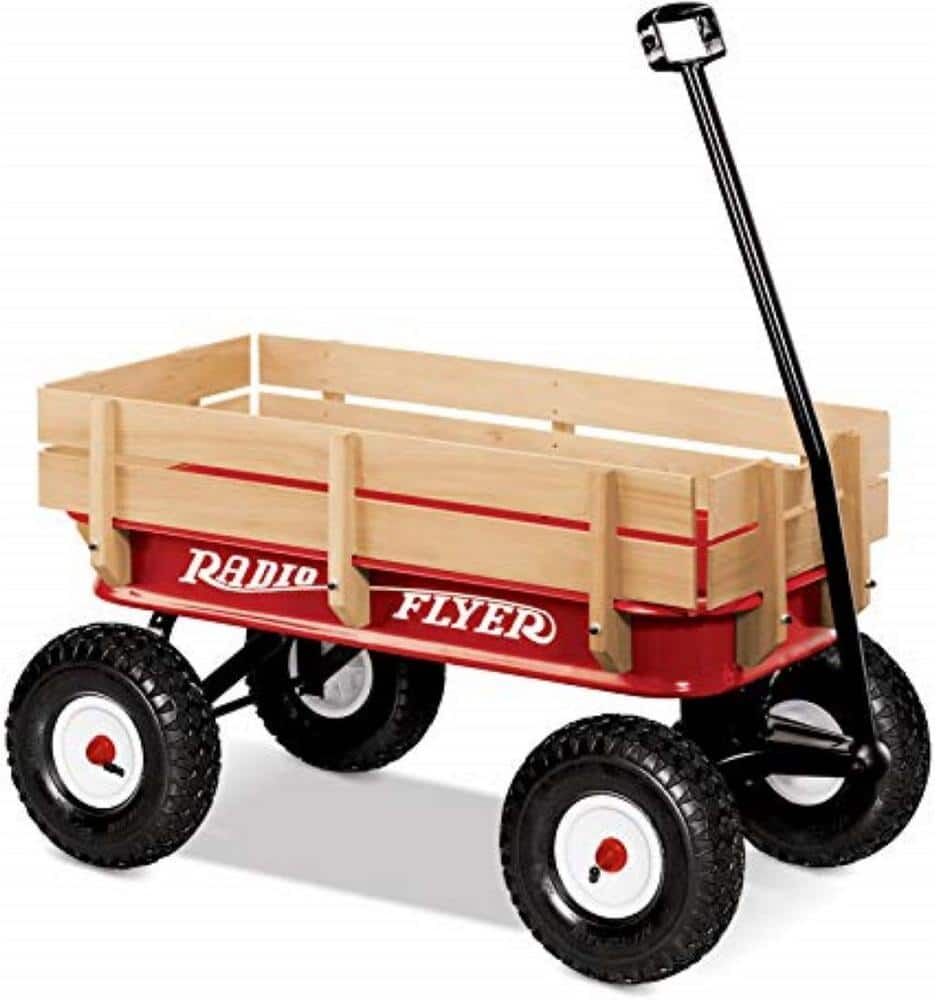 RADIO FLYER Full Size All-Terrain Classic Steel and Wood Pull Along Wagon in Red