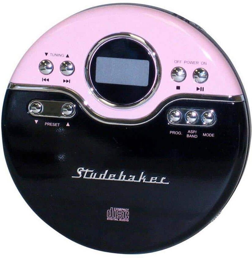 Studebaker Joggable Personal CD Player with PLL Radio in Pink/Black