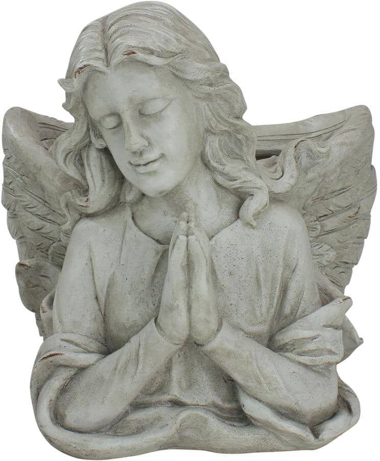 Northlight 11 in. Gray Praying Angel Bust Outdoor Garden Statue Planter