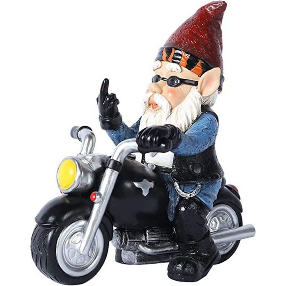 Cubilan Garden Gnome Riding Motorcycle Funny Outdoor Gnome Decoration Indoor Outdoor Lawn Figurines for Home Yard Decor, Small