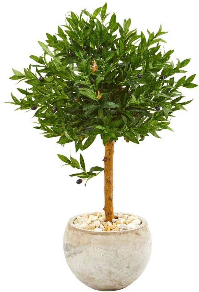 Nearly Natural Indoor/Outdoor 38-In. Olive Topiary Artificial Tree in Bowl Planter