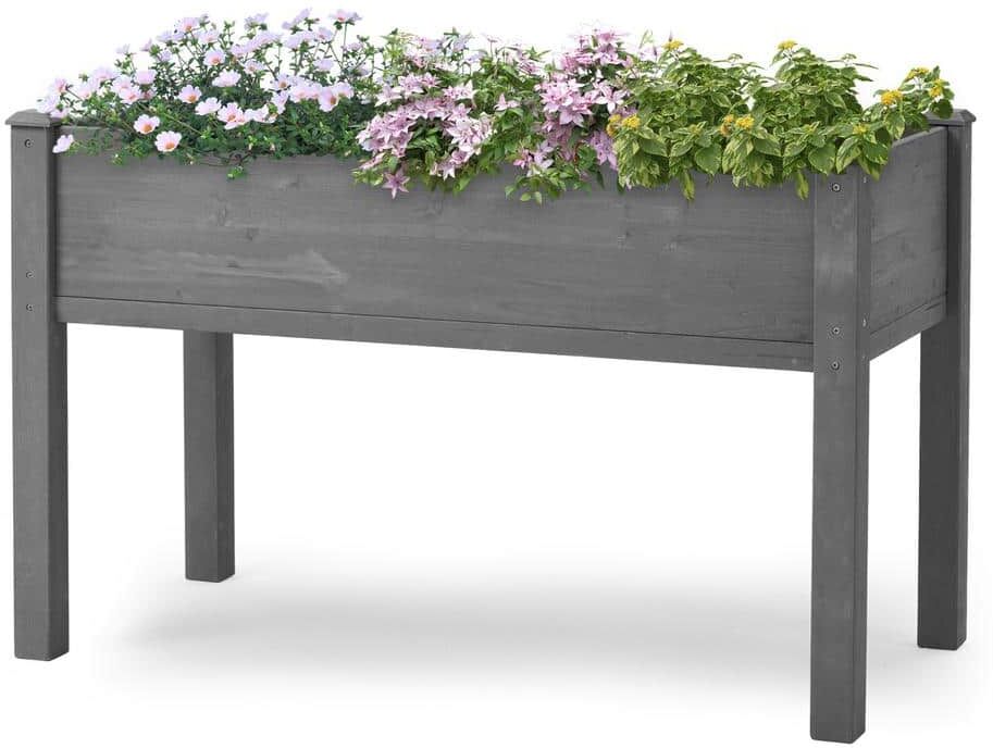 Siavonce Raised Garden Bed with Legs, Elevated Wooden Planter Box for Outdoor Plants