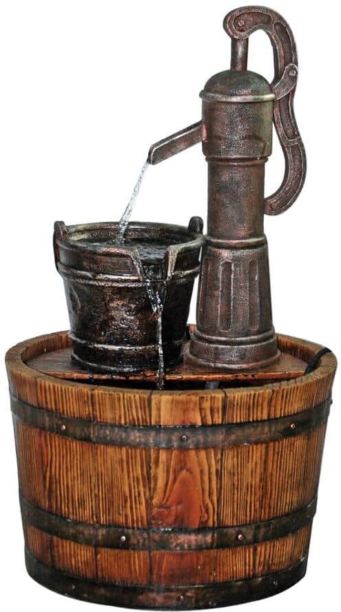 Design Toscano Cistern Well Pump Barrel Stone Bonded Resin Garden Fountain