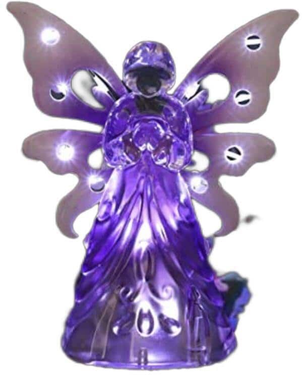 Cubilan 4 in. x 34 in. Garden Solar Lights, Decorative Angel Garden Stake, 12 LEDs, Cute Yard and Pathway Decor, in Purple