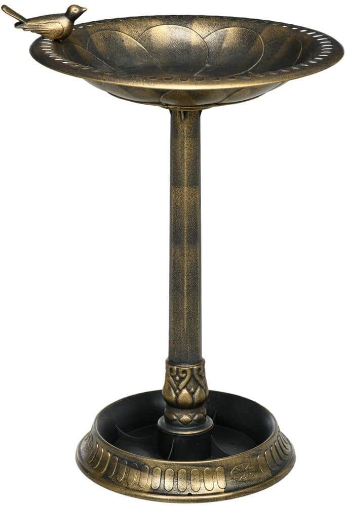 Out sunny 28 in. Antique Bird Bath with Pedestal Vintage Decorative Birdbath Bird Feeder Bowl, Bronze