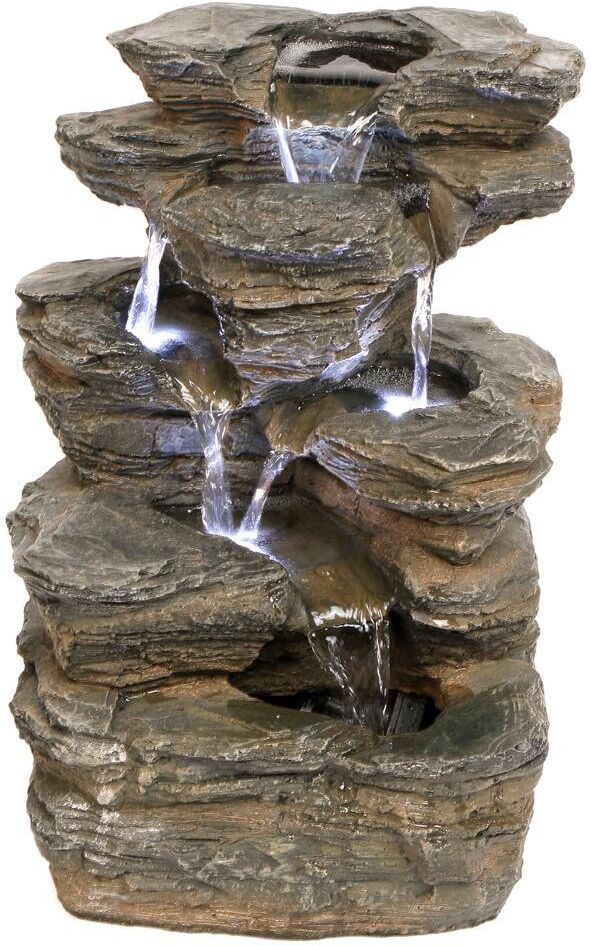 Design Toscano Devil's Thumb Falls Stone Bonded Resin Illuminated Garden Fountain