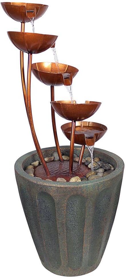 Design Toscano Copper Falls Cascading Stone Bonded Resin Garden Fountain