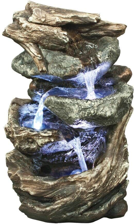 Design Toscano Glacier Peak Cascading Stone Bonded Resin Garden Fountain