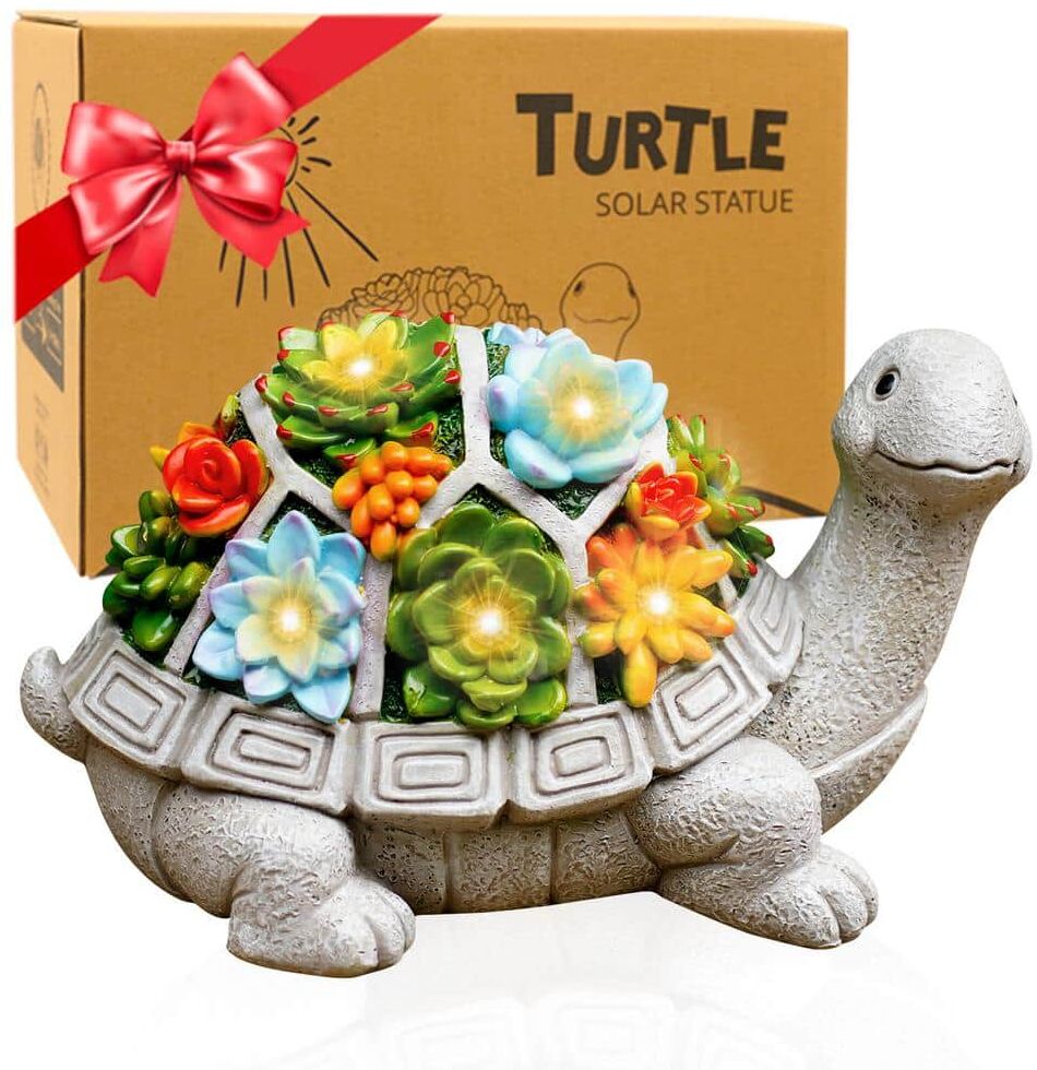 Goodeco Solar Turtle Statue - Garden Decor Yard Art Ornament Cute Turtle Gifts for Women/Mom/Grandma Unique for Housewarming