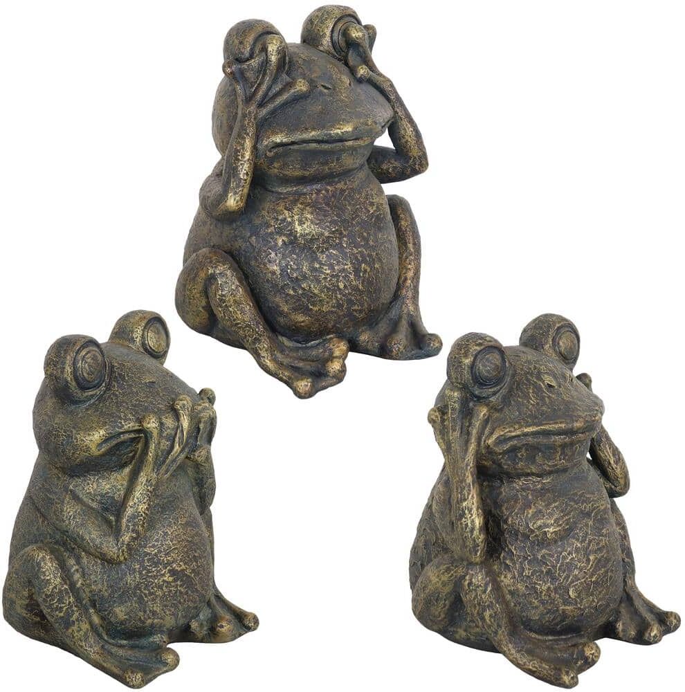 Sunnydaze Decor Hear No Evil, See No Evil, Speak No Evil Frog Trio Garden Statue