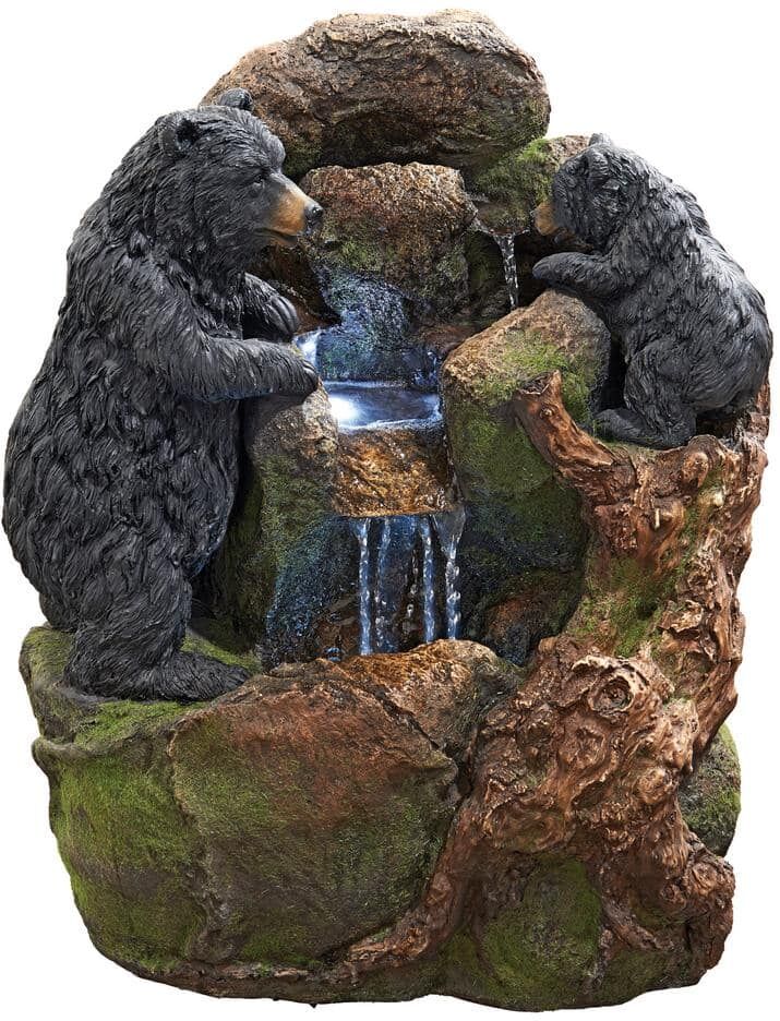 Design Toscano Grizzly Gulch Black Bears Stone Bonded Resin Garden Fountain