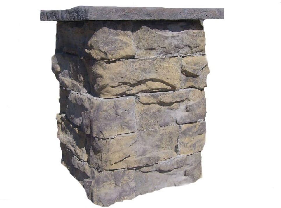 Natural Concrete Products Co 36 in. Concrete Tall Fossill Limestone Column Kit with Top Cap