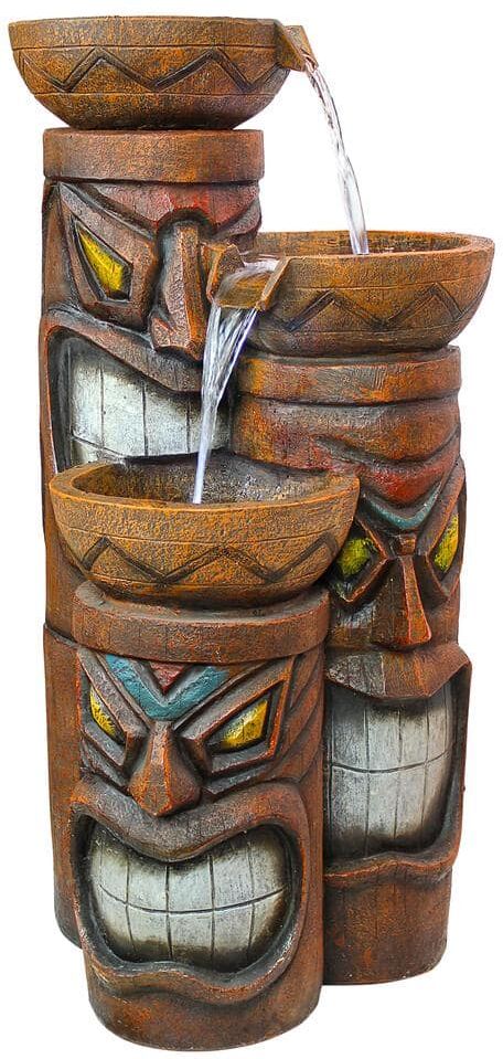 Design Toscano Cascading Aloha Tiki 3 Bowl Stone Bonded Resin Garden Fountain