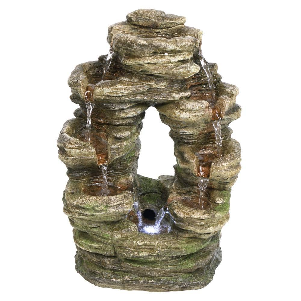 Design Toscano Horseshoe Bend Stone Bonded Resin Illuminated Garden Fountain