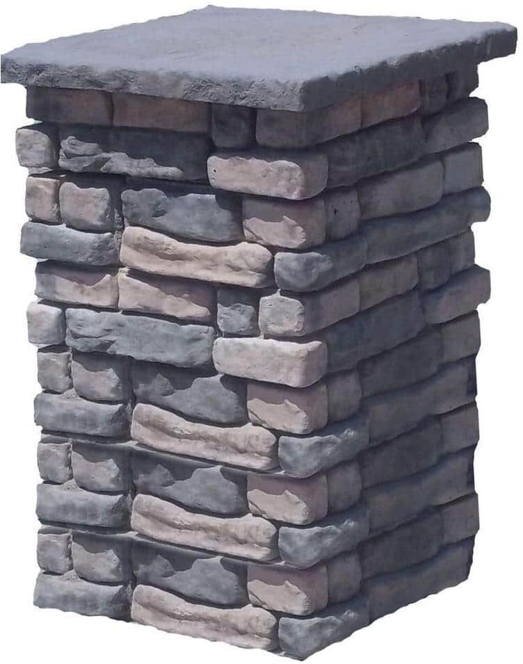 Natural Concrete Products Co 42 in. Tall Concrete Random Limestone Column Kit with Top Cap