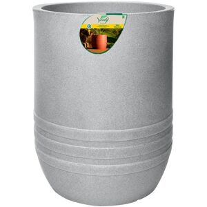 FLORIDIS 22 in. Foz do Iguacu Gray Tall Round Plastic Planter for Indoor & Outdoor (22 in. D x 31.5 in. H)