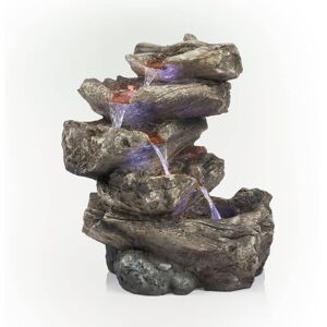 Alpine 22 in. Tall Indoor/Outdoor 5-Tier Rainforest Waterfall Fountain with LED Lights