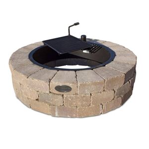 Necessories Grand 48 in. W x 12 in. H Round Concrete Beechwood Fire Pit Kit with Cooking Grate