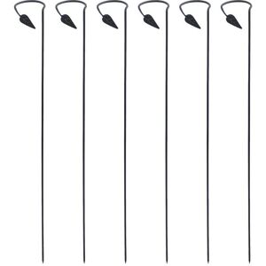 ACHLA DESIGNS 40 in. Tall Black Powder Coated Wrought Iron Garden Stakes for Plants (6-Pack)