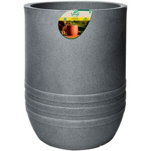 FLORIDIS 22 in. Foz do Iguacu Dark Gray Tall Round Plastic Planter for Indoor & Outdoor (22 in. D x 31.5 in. H)